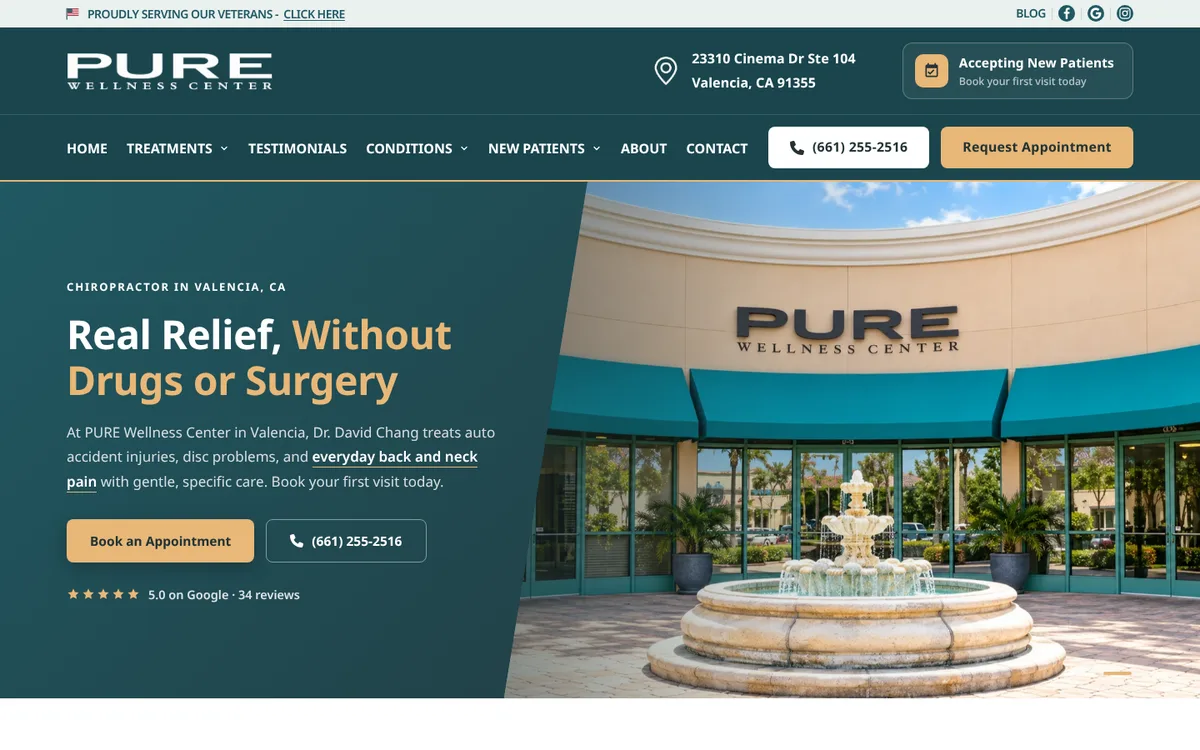 Example of the chiropractic website design